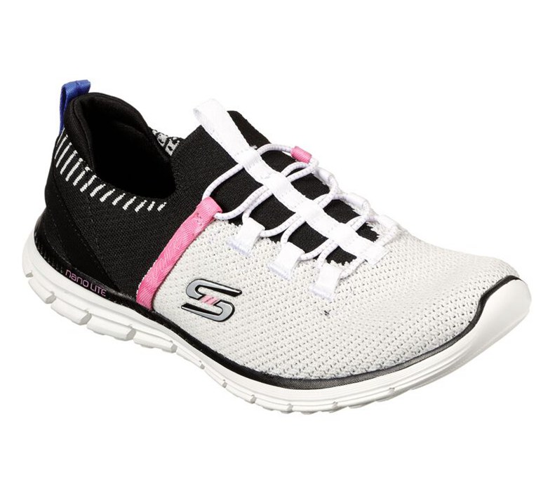 Skechers Dam Vita/Svarta/Rosa Slip On - Luminate - Forever Hers - Sverige (YHIMR-6215)